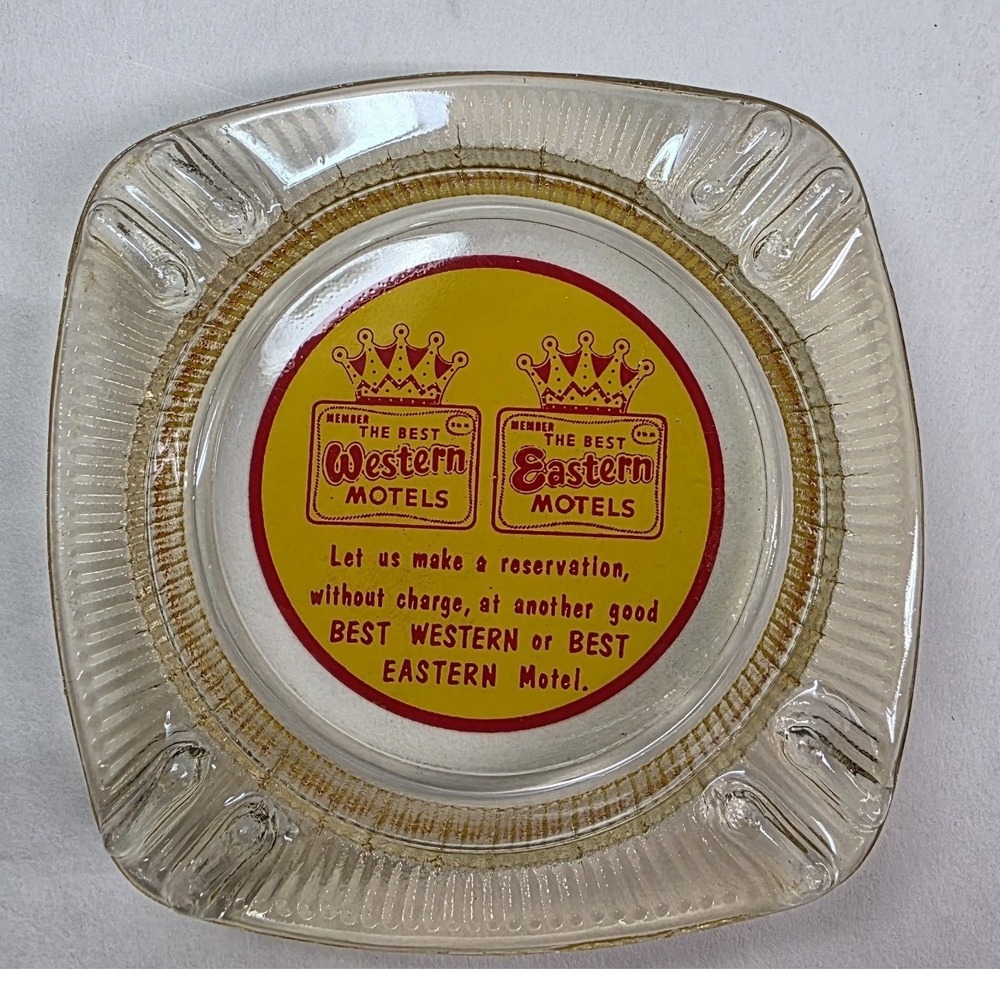 Vintage‎ Ashtray Best Western Best Eastern Motel Honey Amber Glass, Advertising